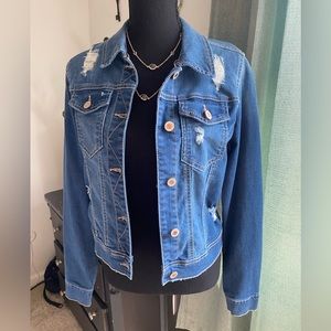 NWOT, Wax Jean Distressed Jean Jacket, Sz. M